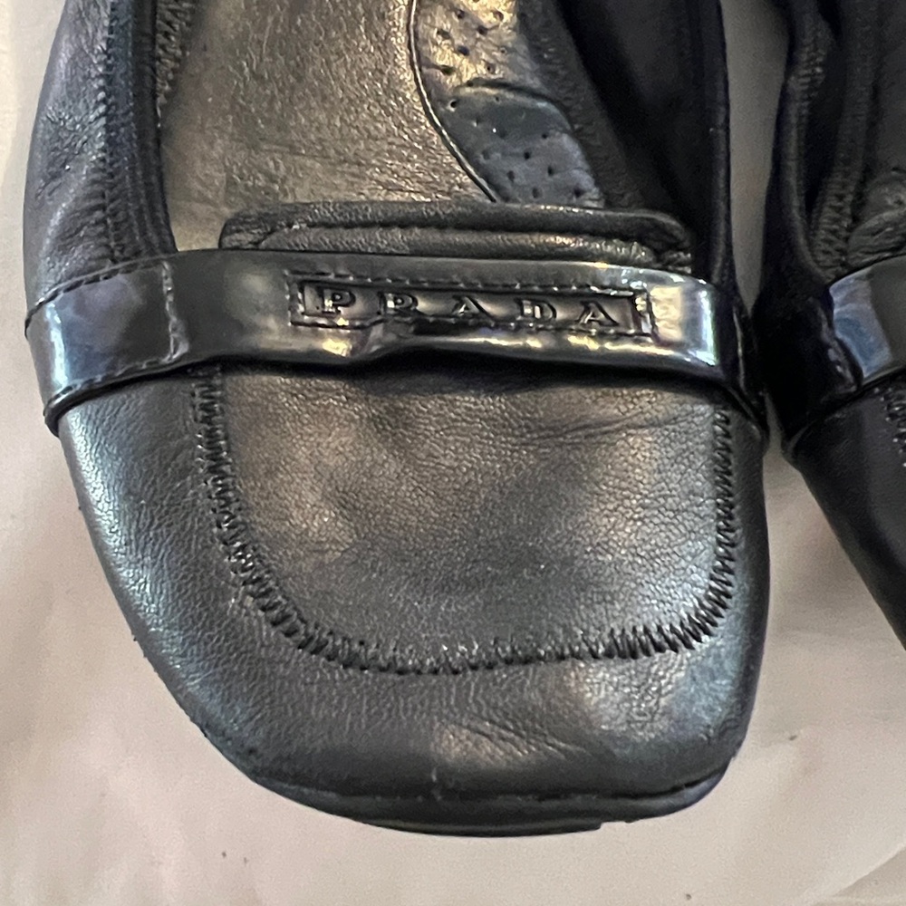 Prada  Black Leather Loafers - Picture 3 of 8